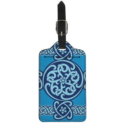 Blue Celtic Symbol Print Luggage Tag