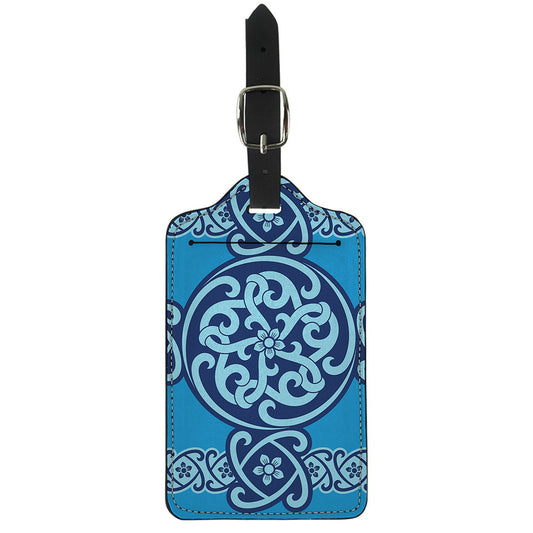 Blue Celtic Symbol Print Luggage Tag