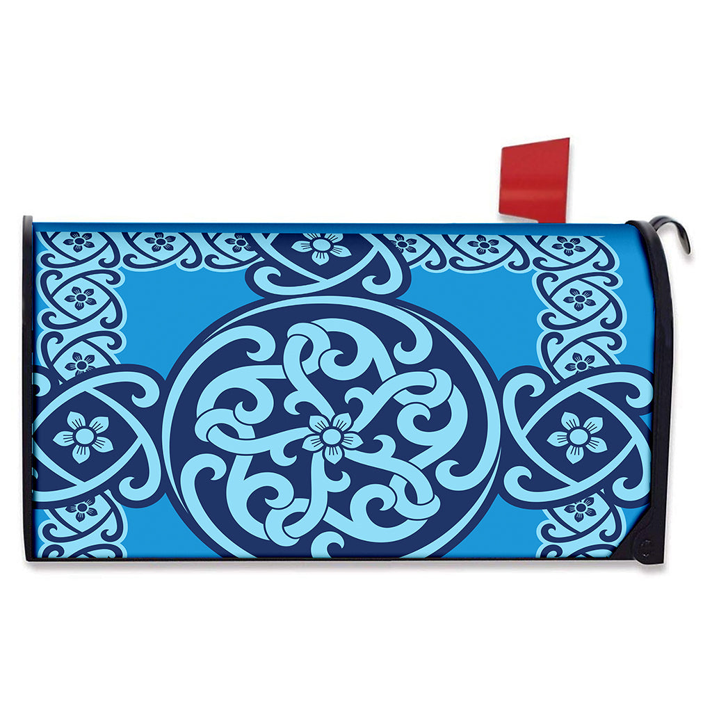 Blue Celtic Symbol Print Mailbox Cover