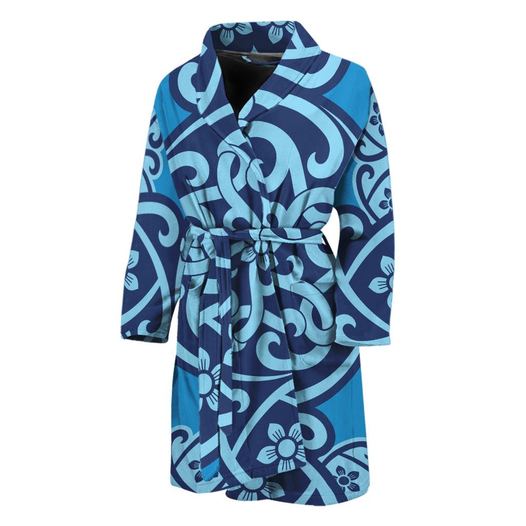 Blue Celtic Symbol Print Men's Bathrobe