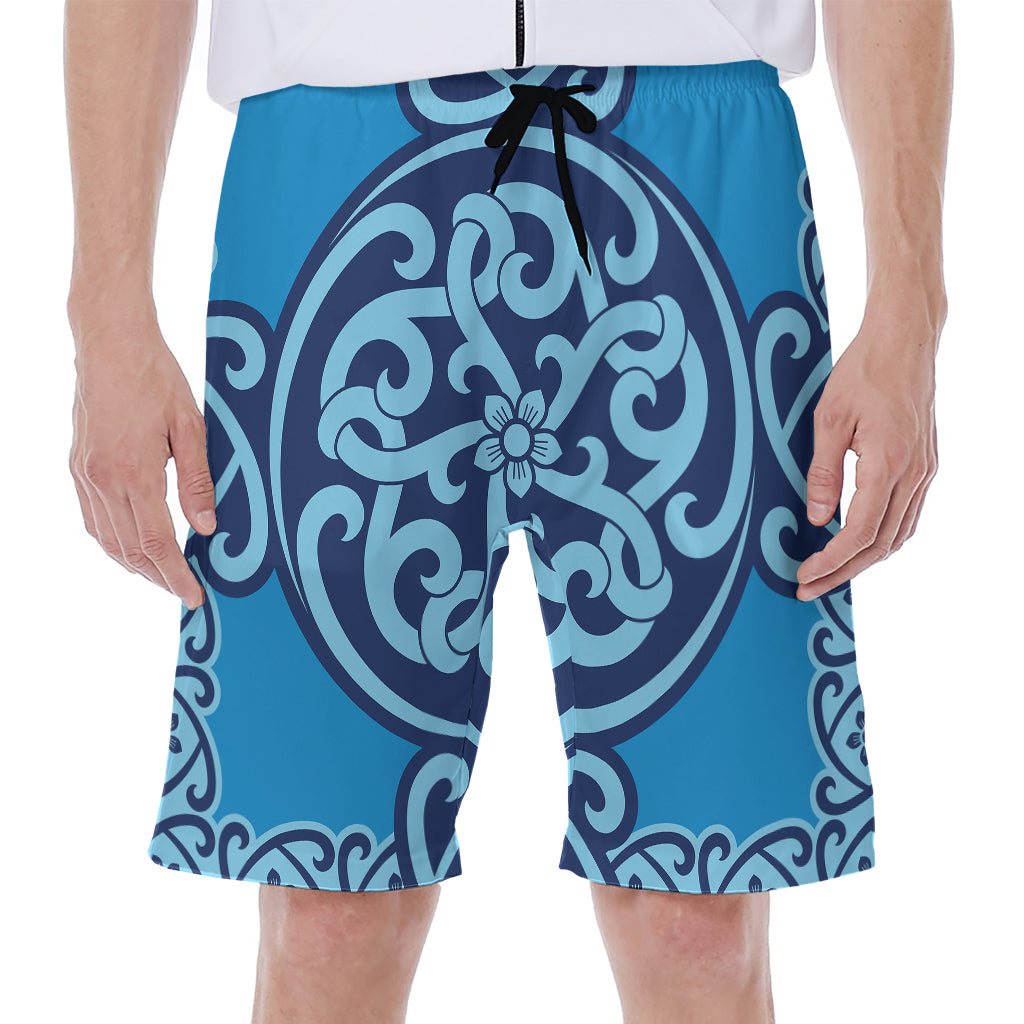 Blue Celtic Symbol Print Men's Beach Shorts