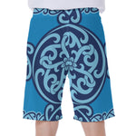 Blue Celtic Symbol Print Men's Beach Shorts