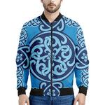 Blue Celtic Symbol Print Men's Bomber Jacket