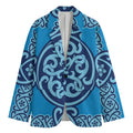 Blue Celtic Symbol Print Men's Cotton Blazer