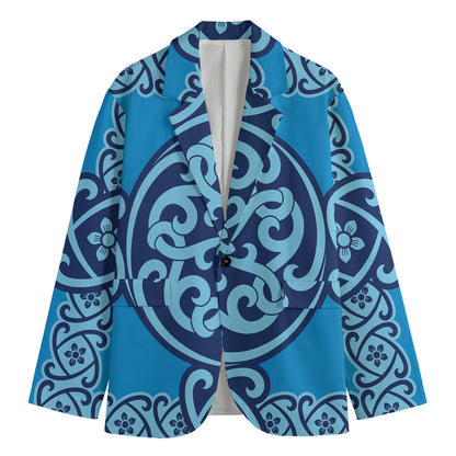 Blue Celtic Symbol Print Men's Cotton Blazer
