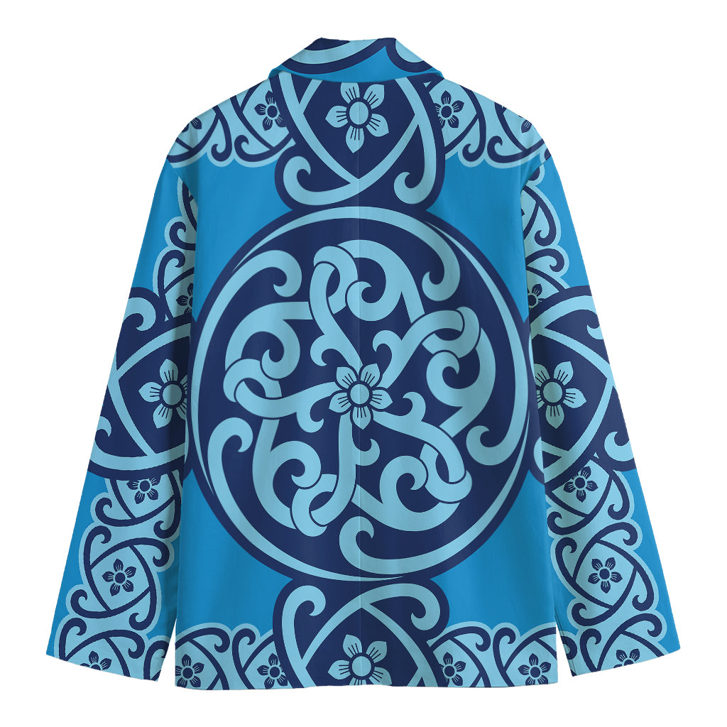 Blue Celtic Symbol Print Men's Cotton Blazer