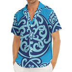 Blue Celtic Symbol Print Men's Deep V-Neck Shirt