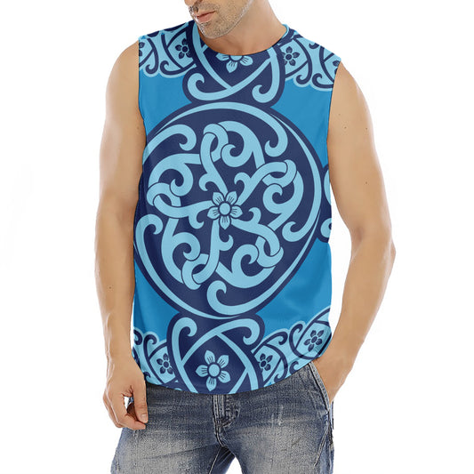 Blue Celtic Symbol Print Men's Fitness Tank Top
