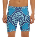Blue Celtic Symbol Print Men's Long Boxer Briefs