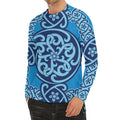 Blue Celtic Symbol Print Men's Long Sleeve Rash Guard