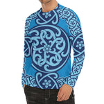 Blue Celtic Symbol Print Men's Long Sleeve Rash Guard