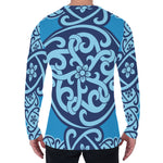 Blue Celtic Symbol Print Men's Long Sleeve T-Shirt