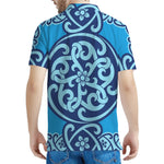 Blue Celtic Symbol Print Men's Polo Shirt