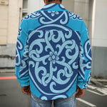 Blue Celtic Symbol Print Men's Shirt Jacket