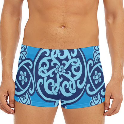 Blue Celtic Symbol Print Men's Short Boxer Briefs