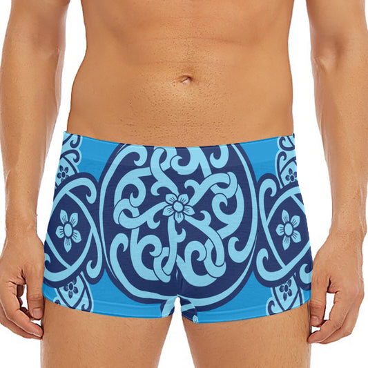 Blue Celtic Symbol Print Men's Short Boxer Briefs