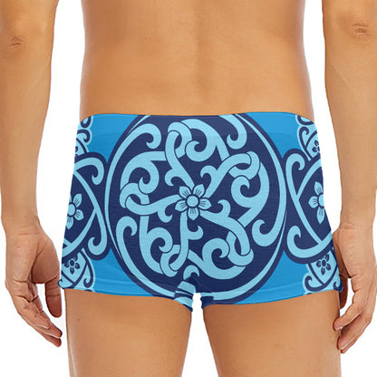 Blue Celtic Symbol Print Men's Short Boxer Briefs