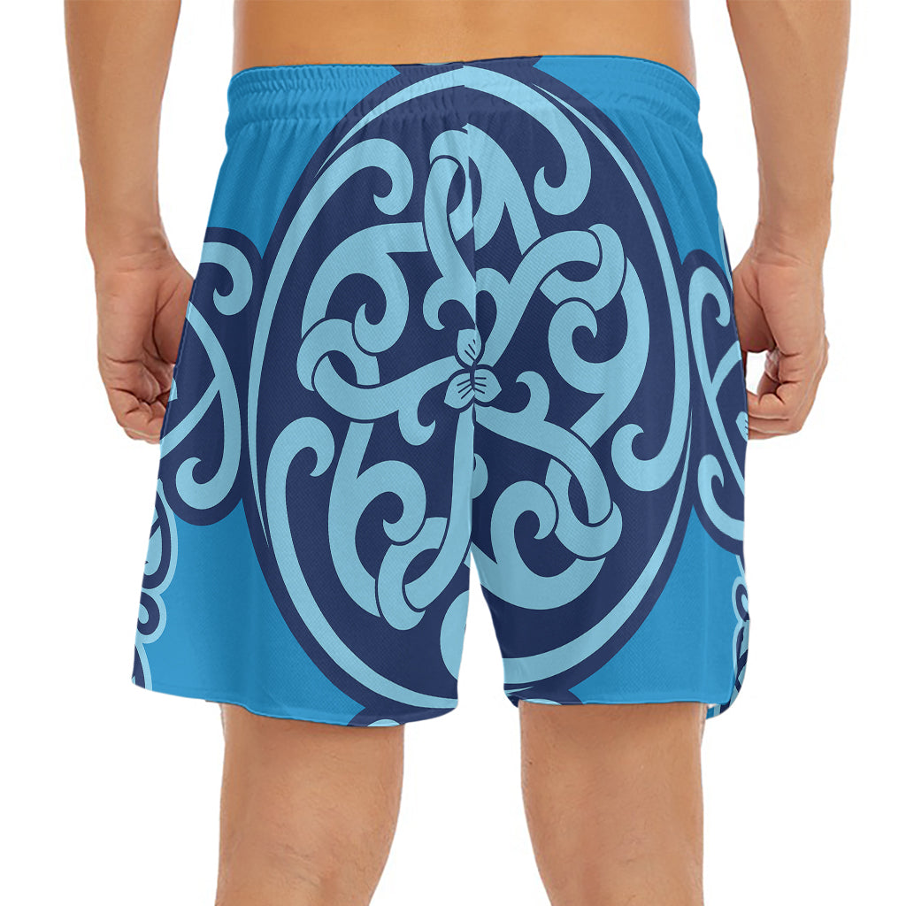 Blue Celtic Symbol Print Men's Split Running Shorts