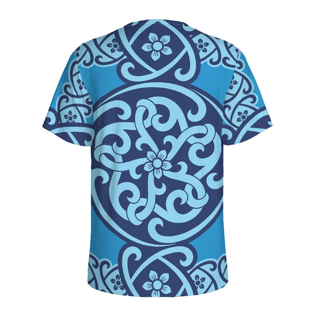 Blue Celtic Symbol Print Men's Sports T-Shirt