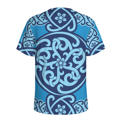 Blue Celtic Symbol Print Men's Sports T-Shirt