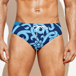 Blue Celtic Symbol Print Men's Swim Briefs