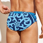 Blue Celtic Symbol Print Men's Swim Briefs