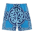 Blue Celtic Symbol Print Men's Swim Trunks