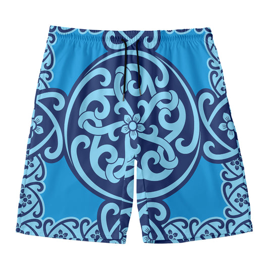 Blue Celtic Symbol Print Men's Swim Trunks