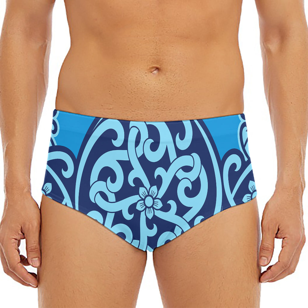 Blue Celtic Symbol Print Men's Triangle Swim Briefs