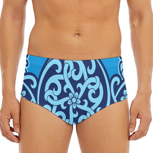 Blue Celtic Symbol Print Men's Triangle Swim Briefs