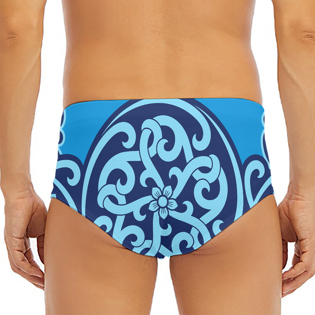 Blue Celtic Symbol Print Men's Triangle Swim Briefs