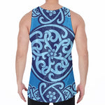 Blue Celtic Symbol Print Men's Velvet Tank Top