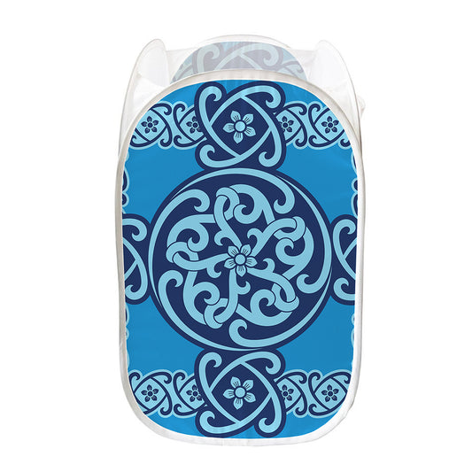 Blue Celtic Symbol Print Mesh Laundry Hamper