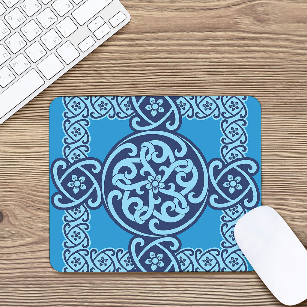 Blue Celtic Symbol Print Mouse Pad