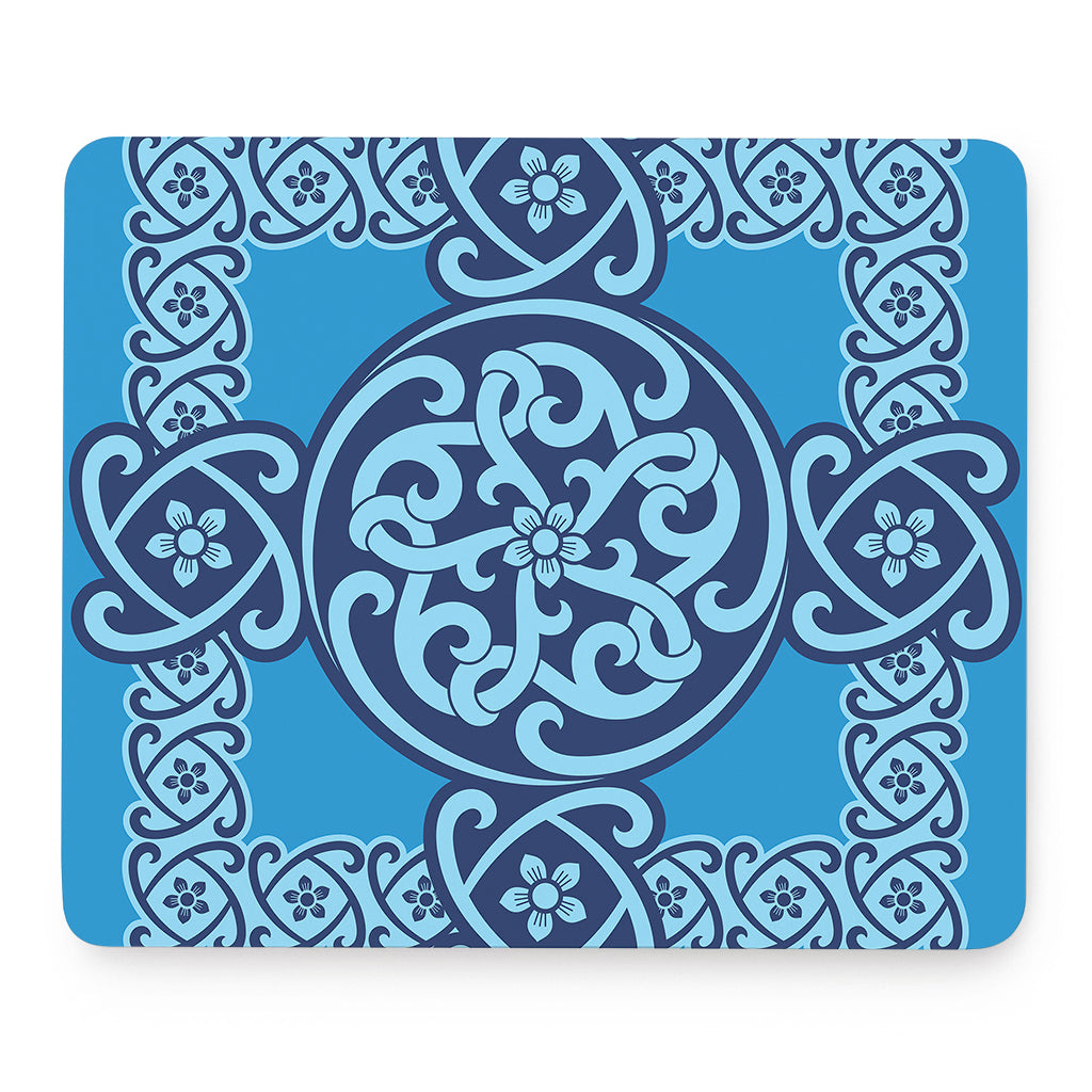 Blue Celtic Symbol Print Mouse Pad