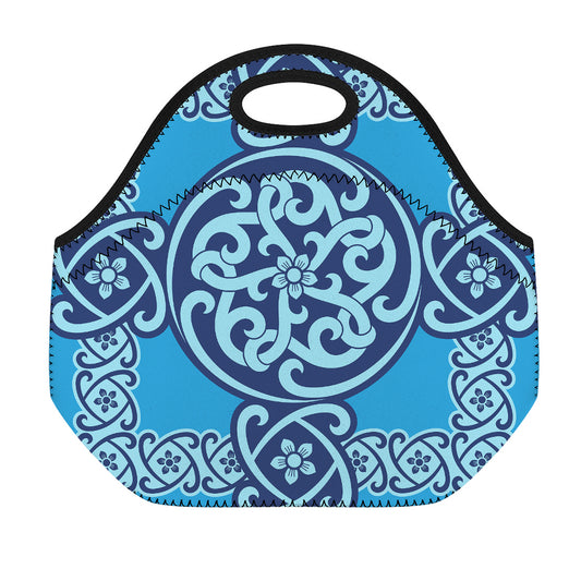 Blue Celtic Symbol Print Neoprene Lunch Bag