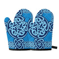 Blue Celtic Symbol Print Oven Mitts