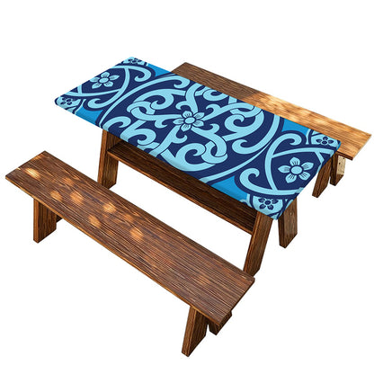 Blue Celtic Symbol Print Picnic Table Cover