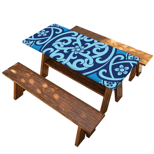Blue Celtic Symbol Print Picnic Table Cover