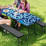 Blue Celtic Symbol Print Picnic Table Cover