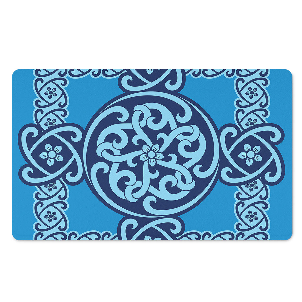 Blue Celtic Symbol Print Polyester Doormat