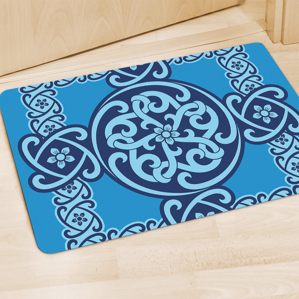 Blue Celtic Symbol Print Polyester Doormat