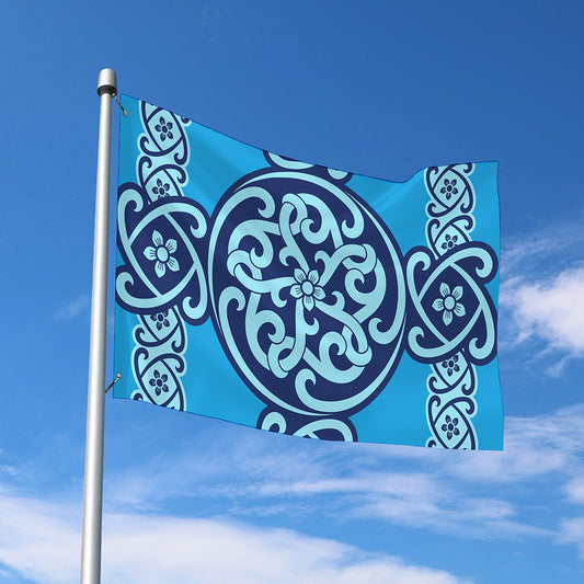 Blue Celtic Symbol Print Polyester Flag