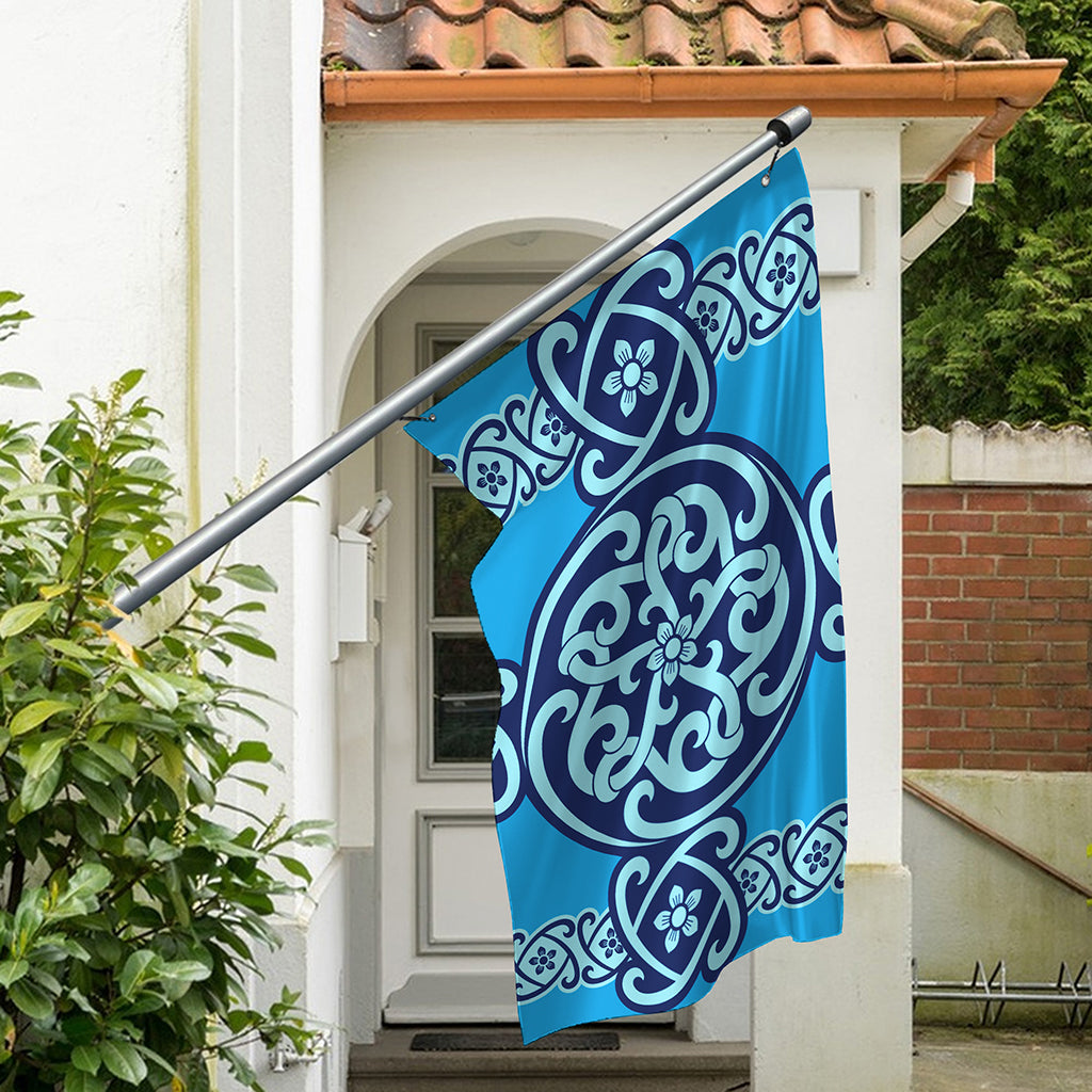 Blue Celtic Symbol Print Polyester Flag