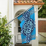 Blue Celtic Symbol Print Polyester Flag