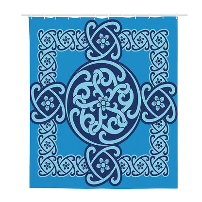 Blue Celtic Symbol Print Polyester Shower Curtain