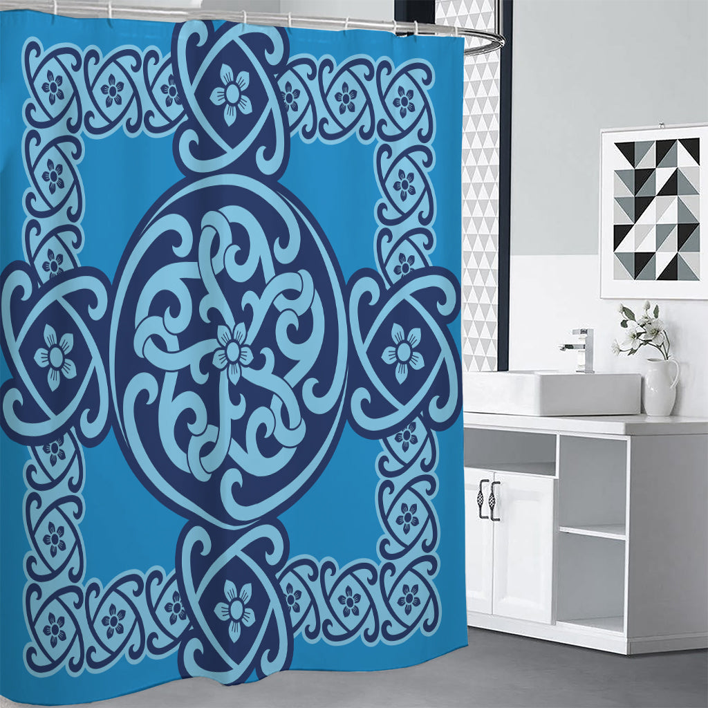 Blue Celtic Symbol Print Premium Shower Curtain