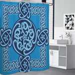 Blue Celtic Symbol Print Premium Shower Curtain