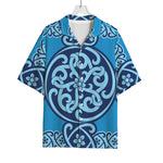 Blue Celtic Symbol Print Rayon Hawaiian Shirt