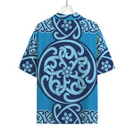 Blue Celtic Symbol Print Rayon Hawaiian Shirt